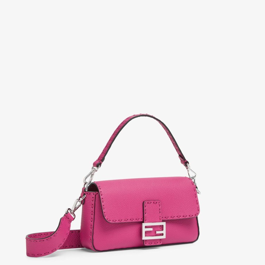 Damen Fendi Schulter- Und Crossbody-Taschen | Tasche Selleria In Fuchsia Mit Makro-Ziernahten