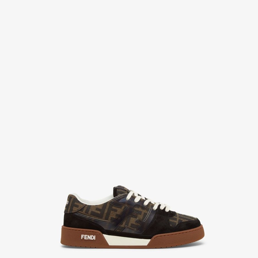 Damen Fendi Sneakers | Low-Top Aus Canvas Mit Veloursleder In Schwarz