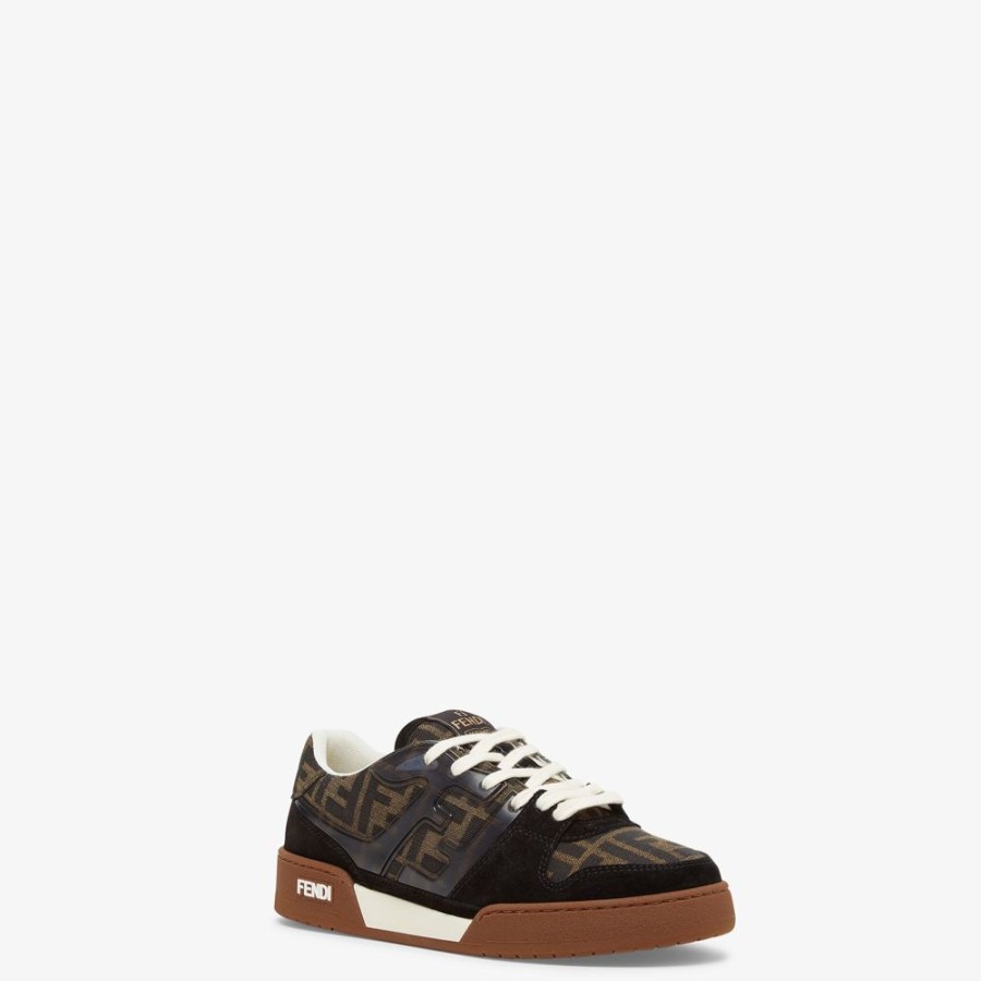 Damen Fendi Sneakers | Low-Top Aus Canvas Mit Veloursleder In Schwarz