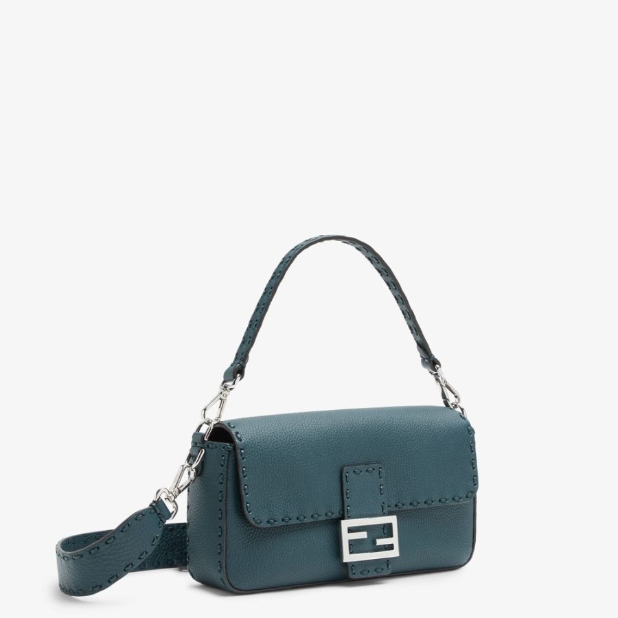 Damen Fendi Schulter- Und Crossbody-Taschen | Tasche Selleria In Dunkelgrun Mit Macro-Nahten