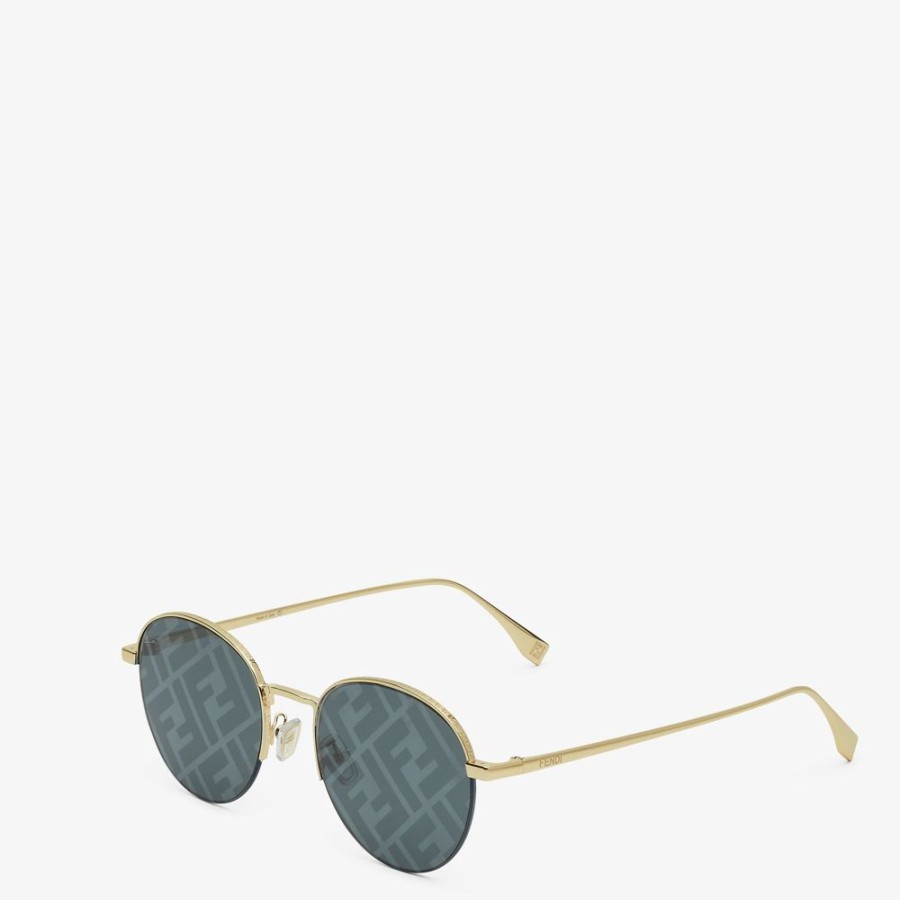 Herren Fendi Sonnenbrillen | Sonnenbrille Aus Metall In Gold-Optik