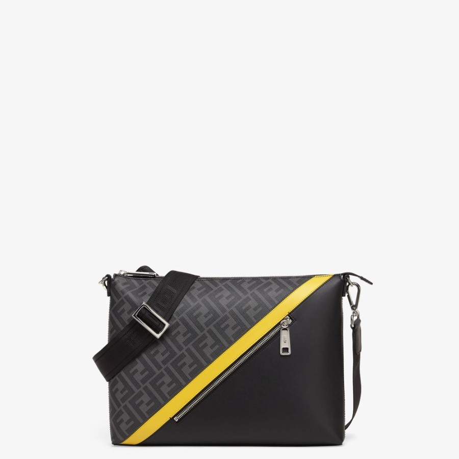 Herren Fendi Messenger Bags | Tasche Aus Stoff In Grau