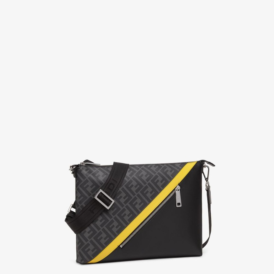 Herren Fendi Messenger Bags | Tasche Aus Stoff In Grau