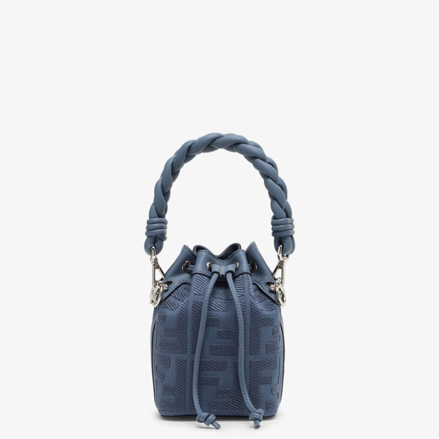 Damen Fendi Mini-Taschen | Minibag Aus Canvas Mit Ff In Blau