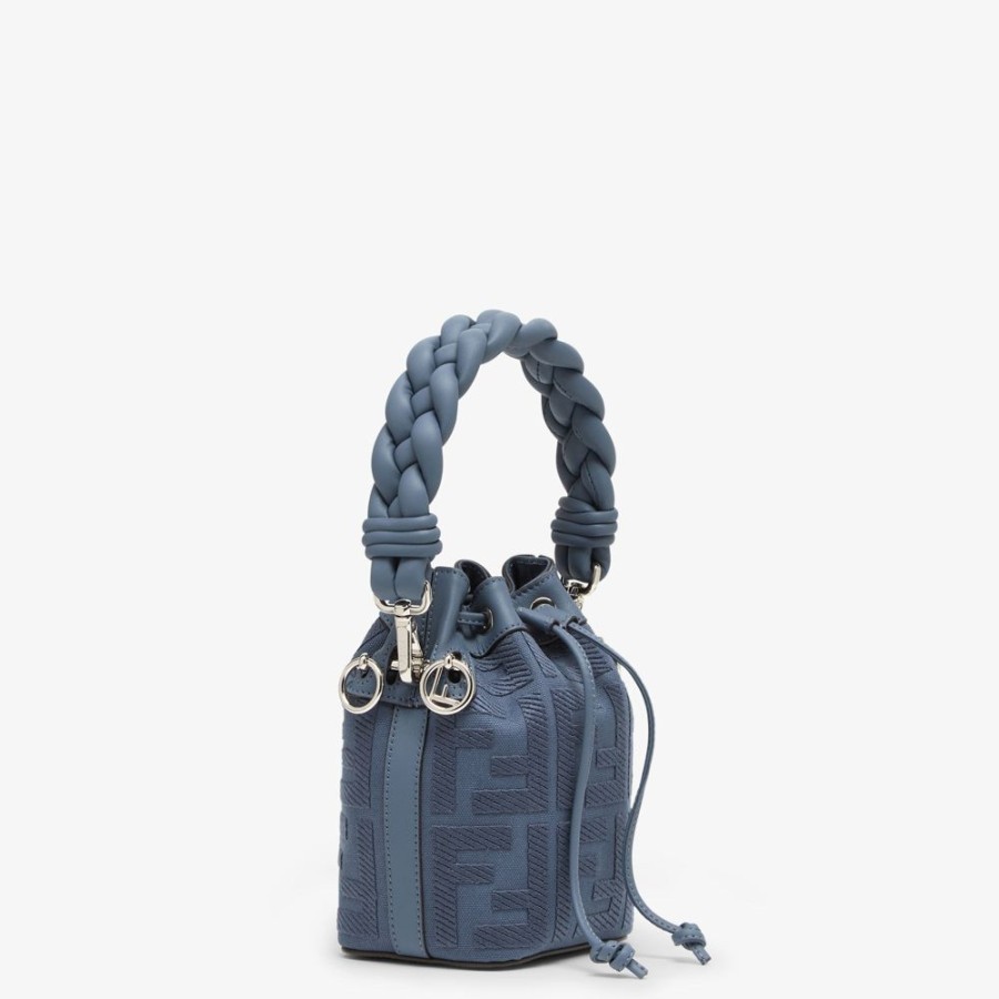 Damen Fendi Mini-Taschen | Minibag Aus Canvas Mit Ff In Blau