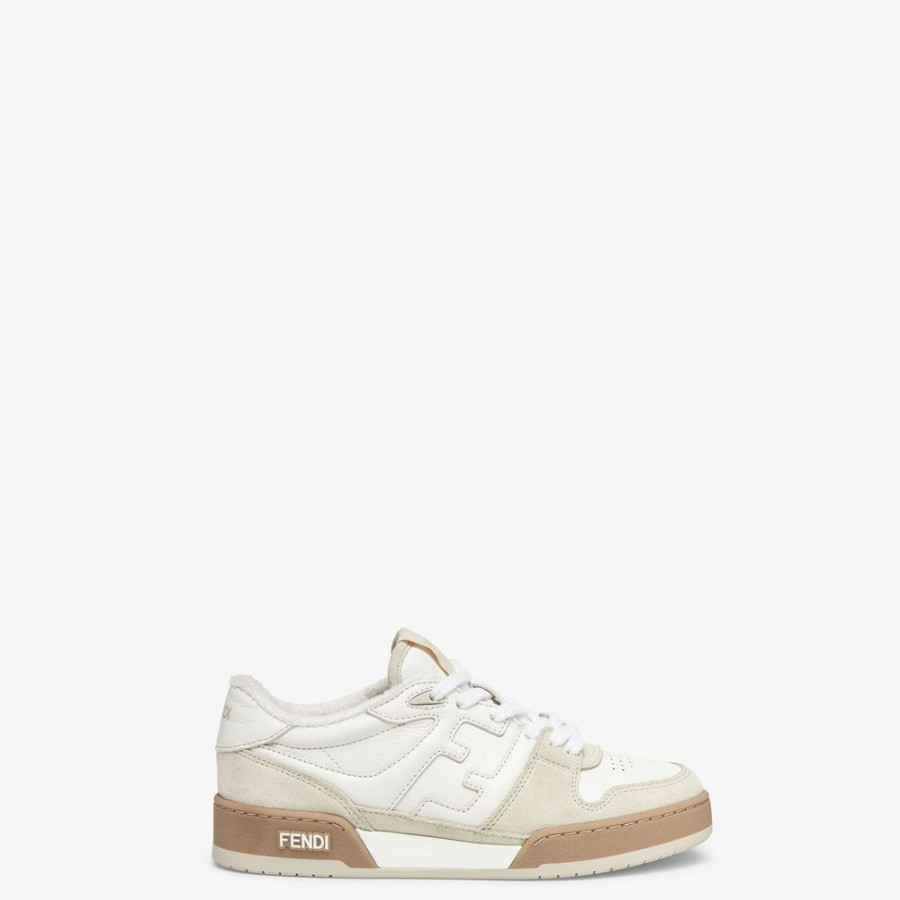 Damen Fendi Sneakers | Niedriger Sneaker Aus Veloursleder In Weis