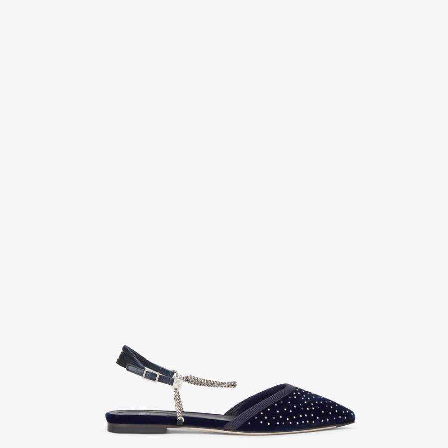 Damen Fendi Pumps Und Slingbacks | Slingback Aus Samt In Blau