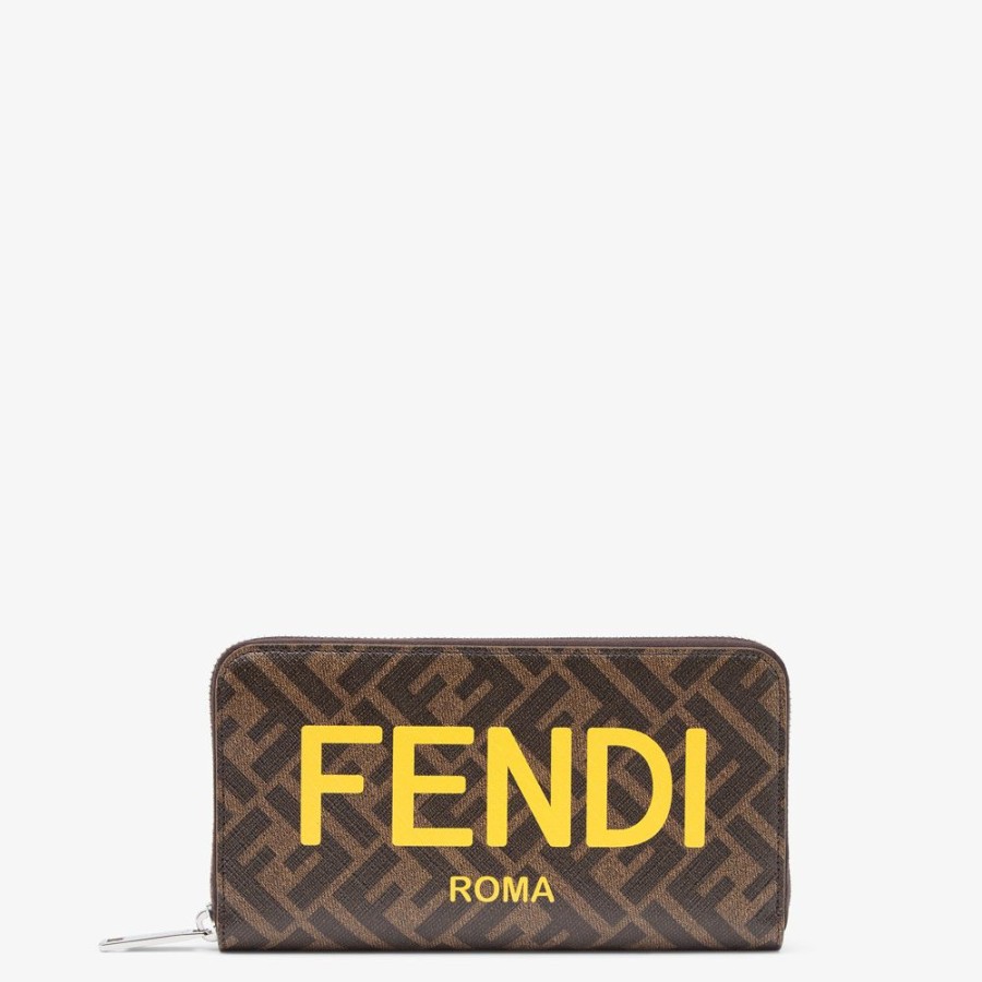 Herren Fendi Portemonnaies | Portemonnaie Aus Stoff In Braun