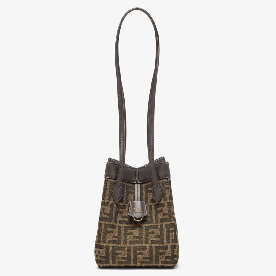 Damen Fendi Mini-Taschen | Wandelbare Minibag Aus Ff-Jacquardstoff In Braun