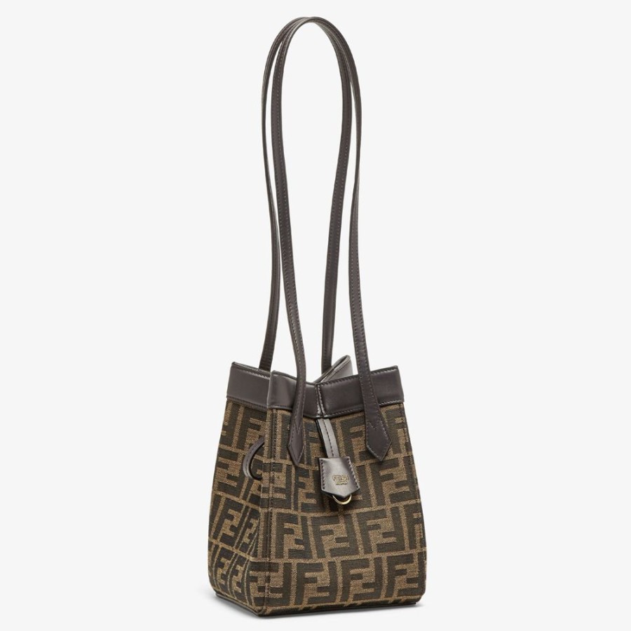 Damen Fendi Mini-Taschen | Wandelbare Minibag Aus Ff-Jacquardstoff In Braun