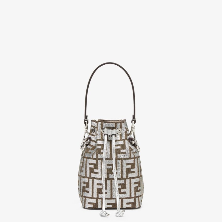 Damen Fendi Mini-Taschen | Mini Bag Aus Jacquardgewebe Mit Ff-Muster In Braun