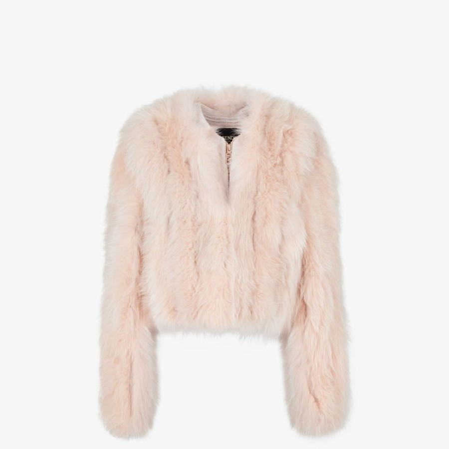 Damen Fendi Mantel Und Oberbekleidung | Blouson Aus Fuchspelz In Rosa