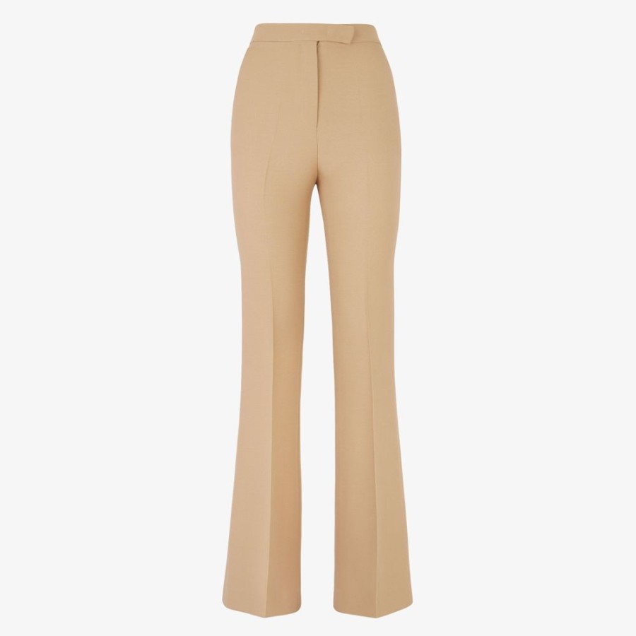 Damen Fendi Anzuge Und Sets | Hose Aus Wolle Und Seide In Beige