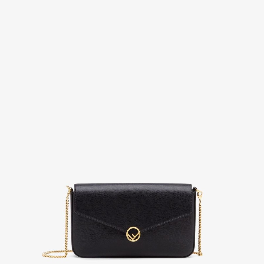 Damen Fendi Portemonnaies Mit Tragekette | Mini-Tasche Aus Leder In Schwarz