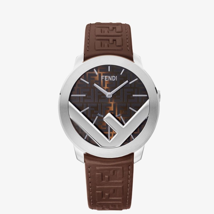 Herren Fendi Uhren | Runde Uhr 41 Mm Mit F Is Fendi-Logo