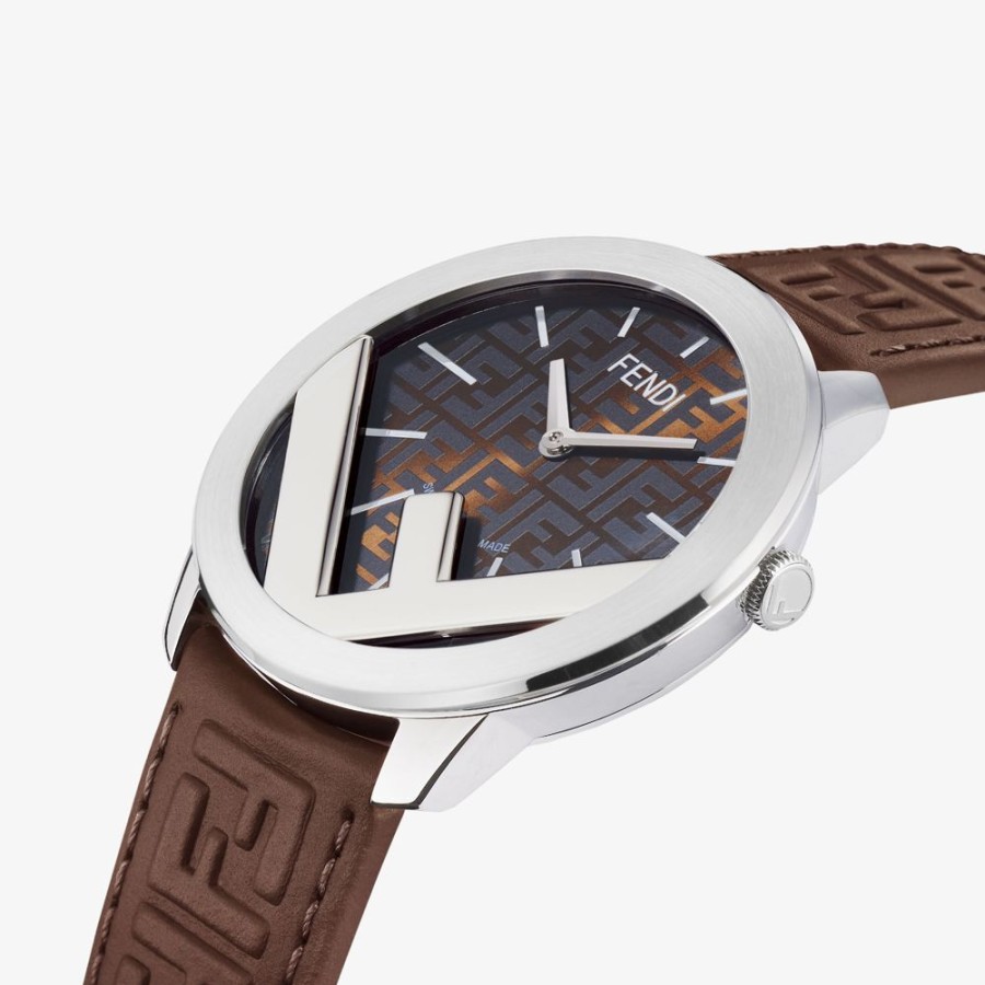 Herren Fendi Uhren | Runde Uhr 41 Mm Mit F Is Fendi-Logo