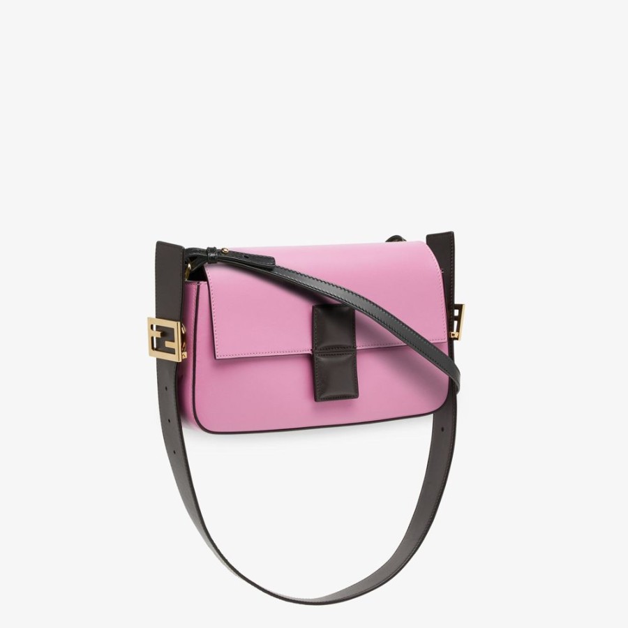 Damen Fendi Schulter- Und Crossbody-Taschen | Tasche Aus Leder Mit Colorblock-Design In Rosa Und Dunkelbraun