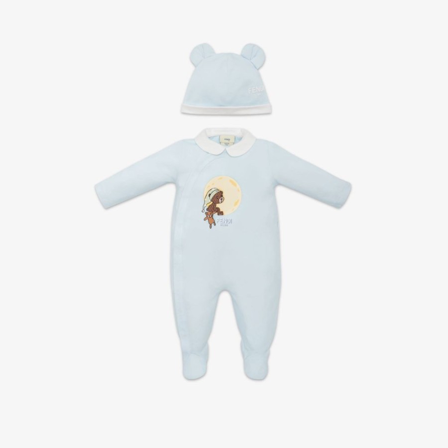 Kids Fendi Baby Madchen | Baby-Set Aus Jersey Mit Print In Hellblau