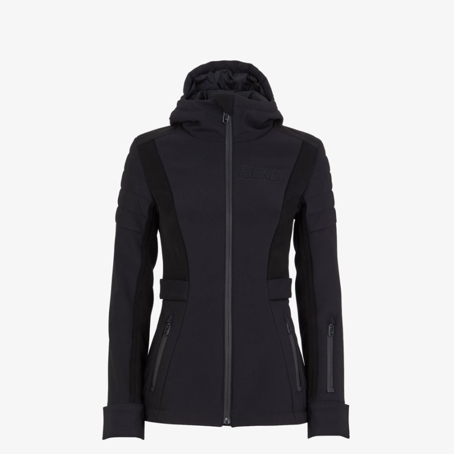 Damen Fendi Skiwear | Jacke Aus Technischem Gewebe In Schwarz