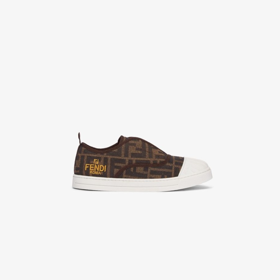 Kids Fendi Schuhe | Junior-Sneaker Aus Jacquard In Tabakbraun