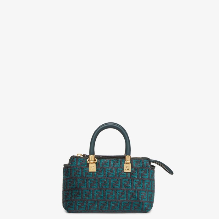 Damen Fendi Mini-Taschen | Pochette Aus Tapestry-Stoff In Dunkelgrun Mit Ff-Muster