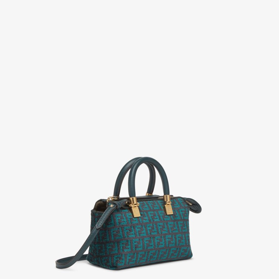 Damen Fendi Mini-Taschen | Pochette Aus Tapestry-Stoff In Dunkelgrun Mit Ff-Muster