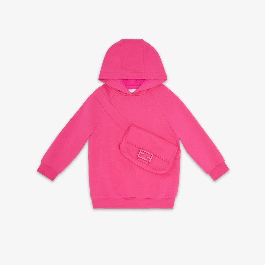 Kids Fendi Ready To Wear | Sweatshirt In Fuchsia Mit Maxi-Baguette