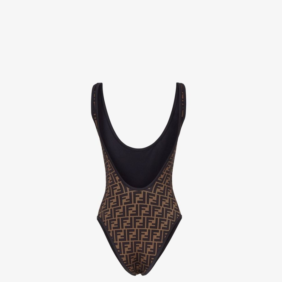 Damen Fendi Swimwear | Badeanzug Aus Lycra® In Braun