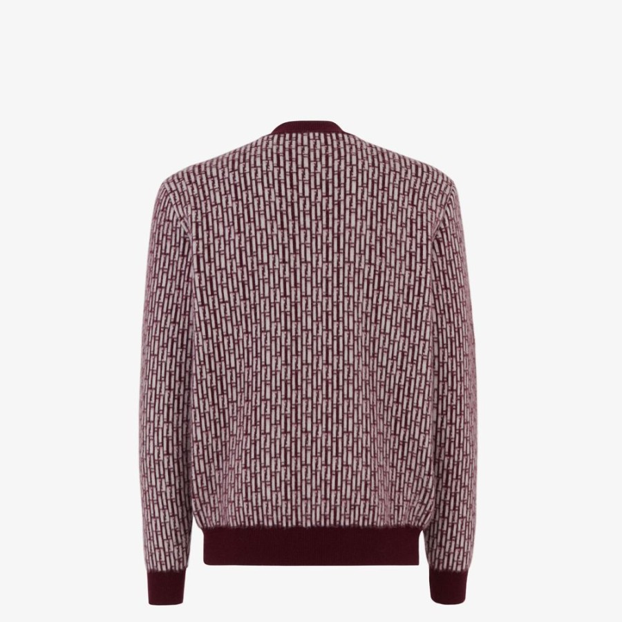 Herren Fendi Strickbekleidung | Pullover Aus Kaschmir In Bordeaux