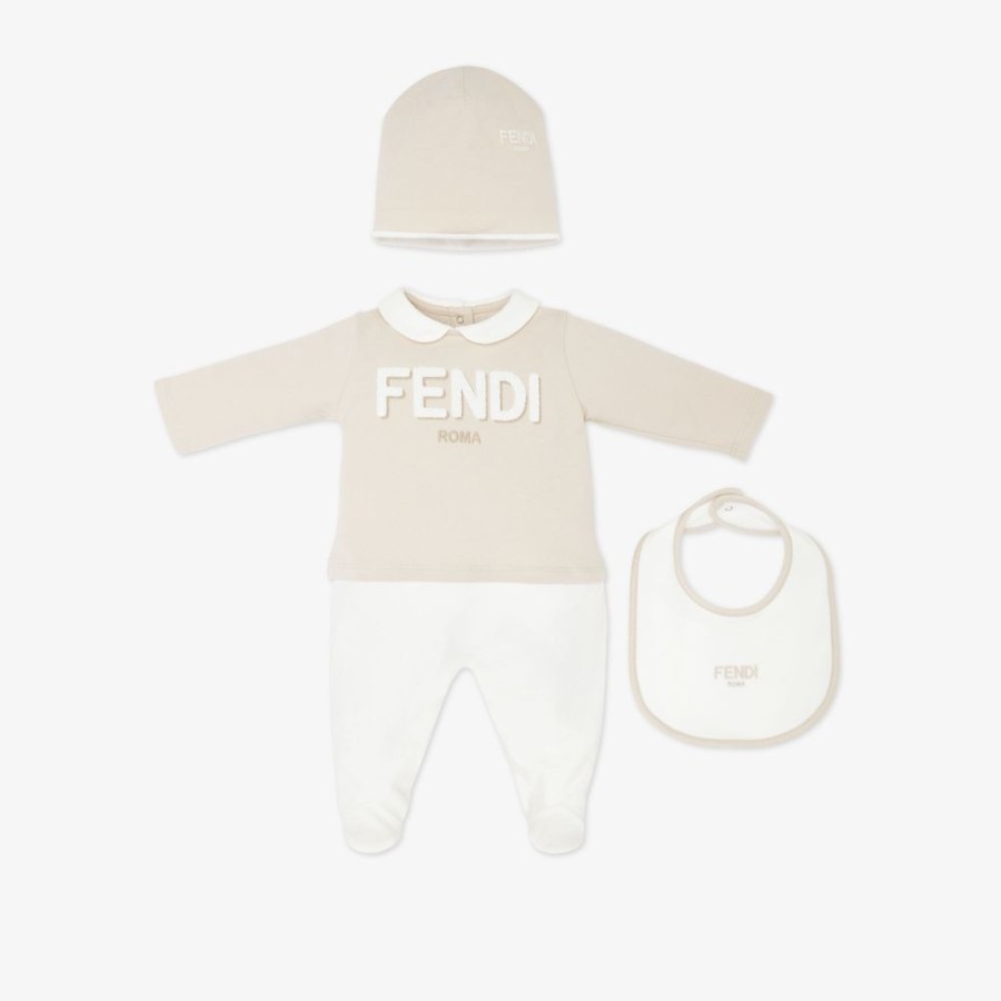 Kids Fendi Baby Madchen | Fendi Roma Set Aus Beigefarbenem Jersey