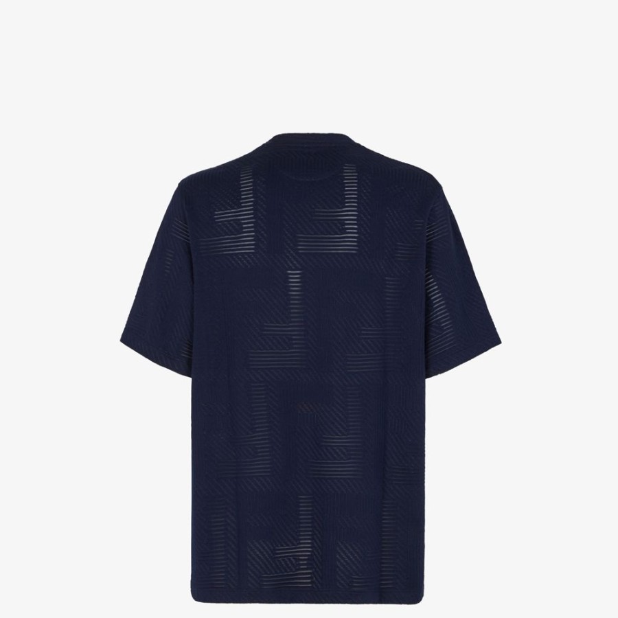 Herren Fendi T-Shirts Und Poloshirts | T-Shirt Aus Jacquard-Jersey In Blau