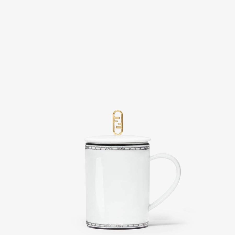 Home Decor & Lifestyle Fendi Tafelgeschirr | Tasse Aus Weisem Porzellan