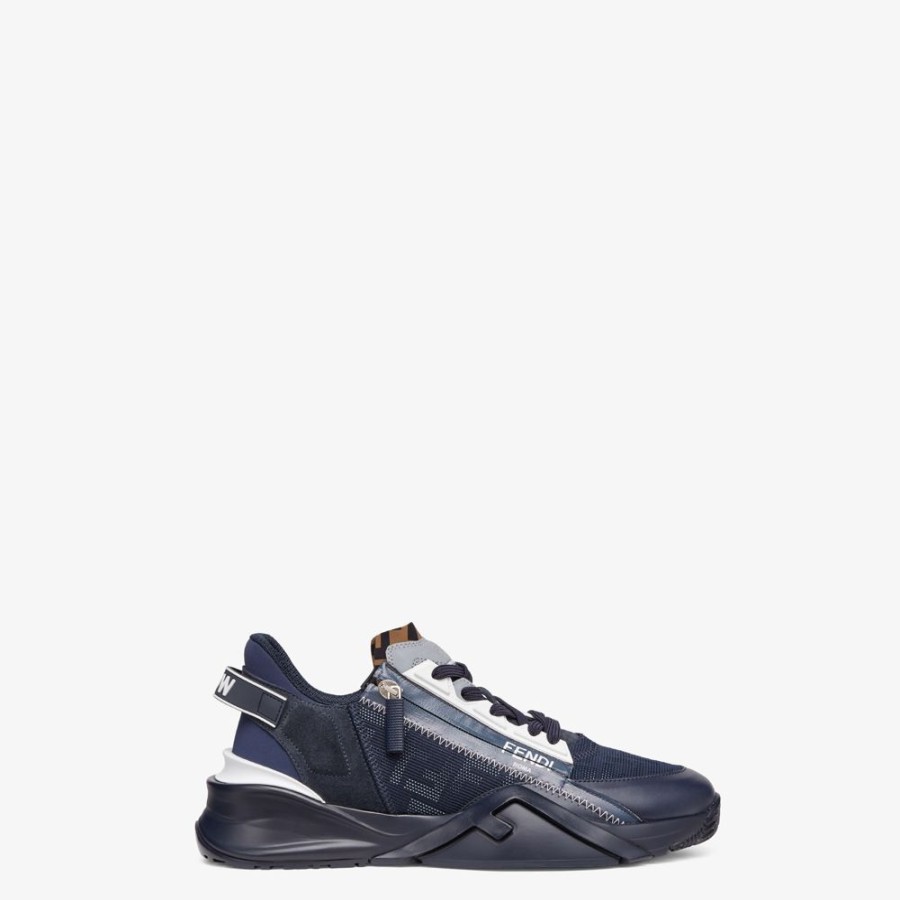 Herren Fendi Sneakers | Low-Top Sneaker Aus Stoff In Blau