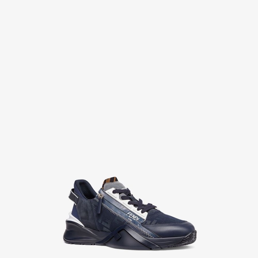 Herren Fendi Sneakers | Low-Top Sneaker Aus Stoff In Blau