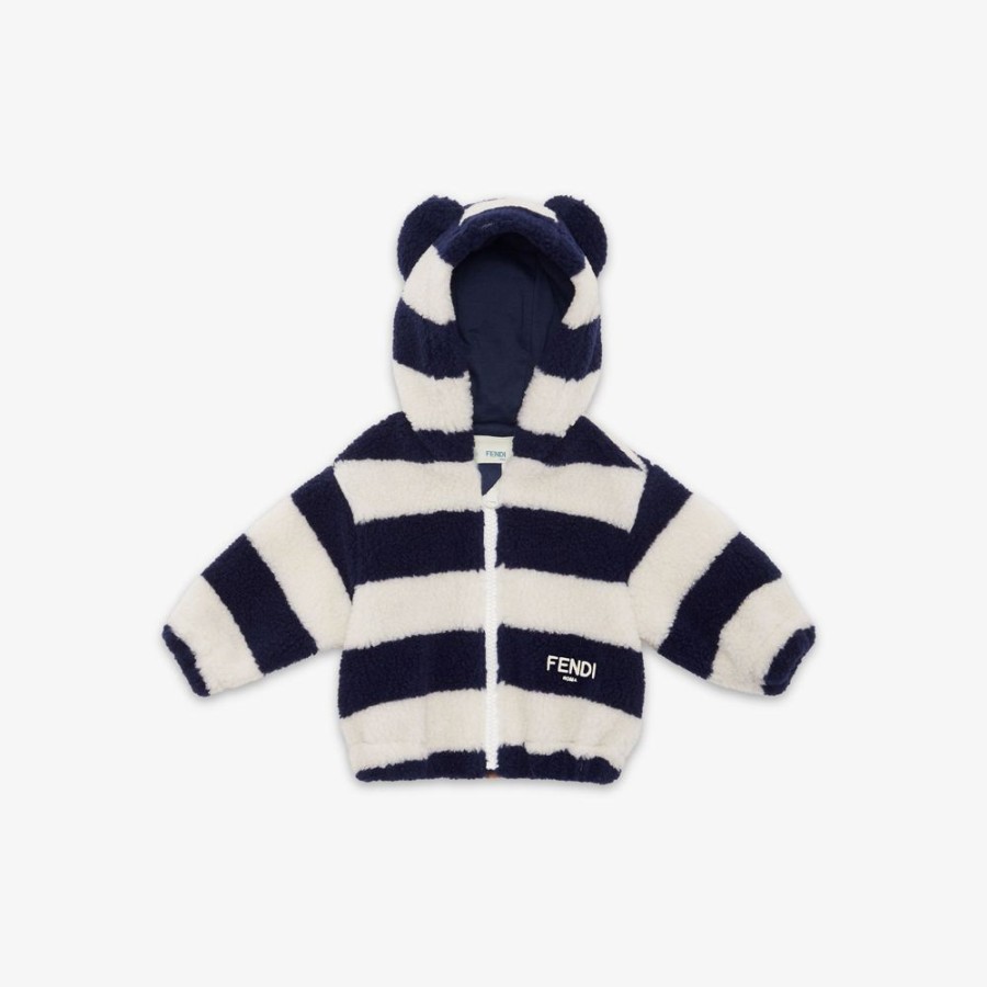 Kids Fendi Baby Madchen | Baby-Fleece-Modell In Teddy-Optik Auf Mehrfarbiger Wolle