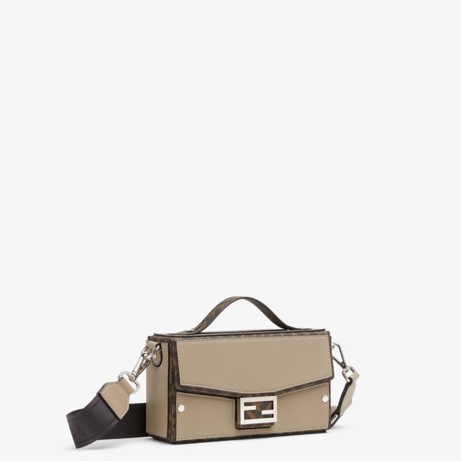 Herren Fendi Messenger Bags | Tasche Aus Leder In Beige Und Stoff Mit Ff-Muster