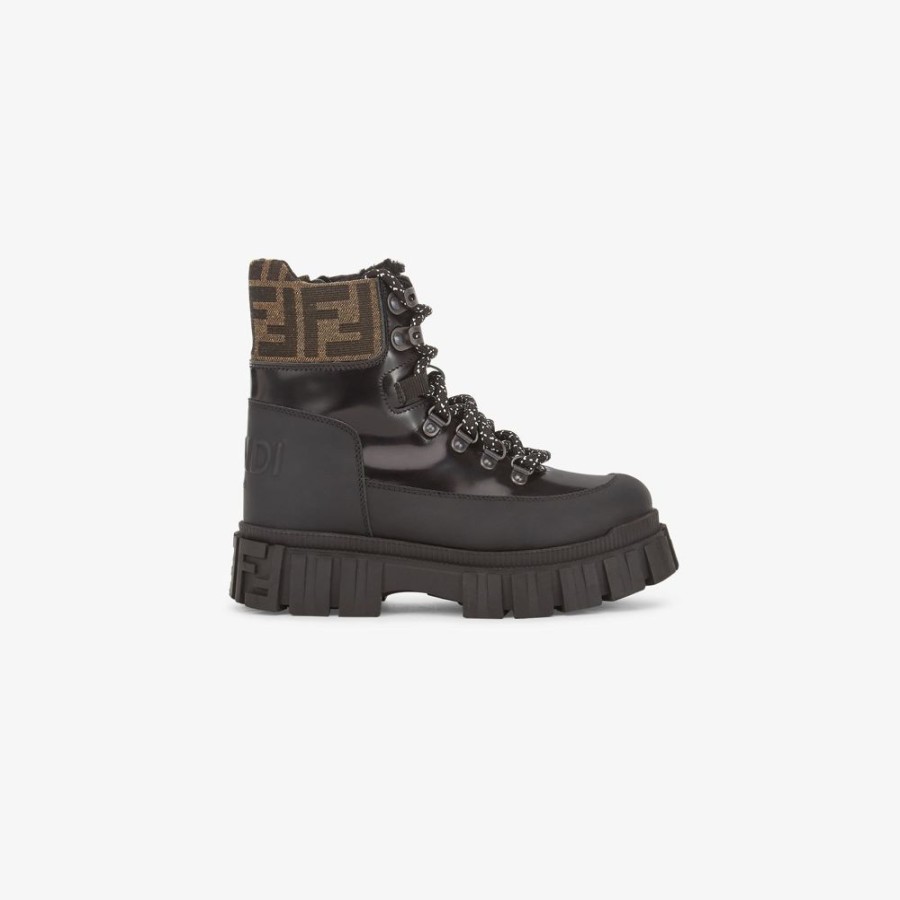 Kids Fendi Schuhe | Junior-Trekkingboots In Schwarz Mit Logo