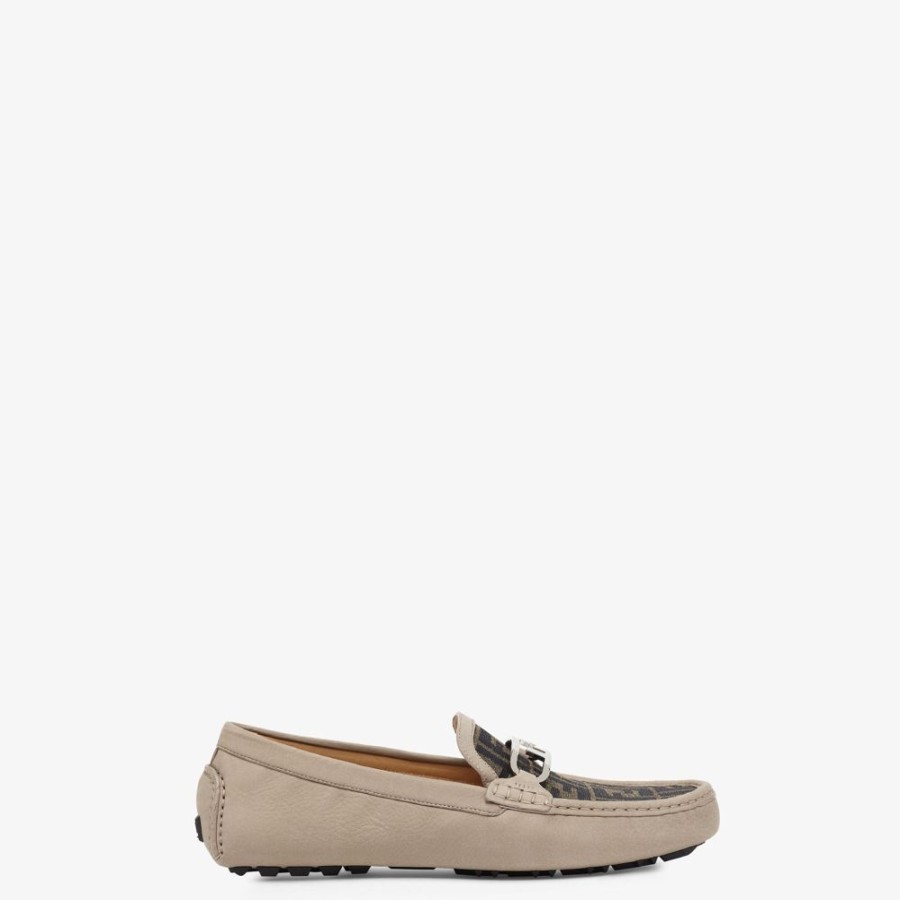 Herren Fendi Loafer | Mokassin Aus Nubukleder In Beige