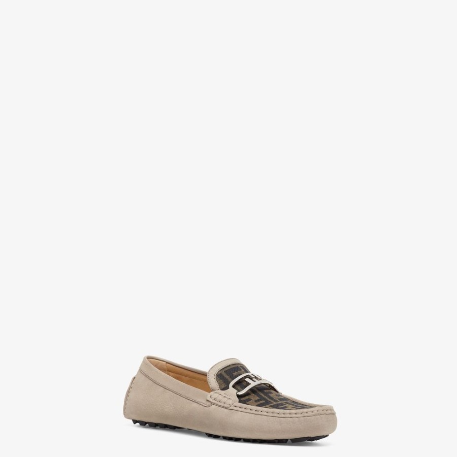 Herren Fendi Loafer | Mokassin Aus Nubukleder In Beige