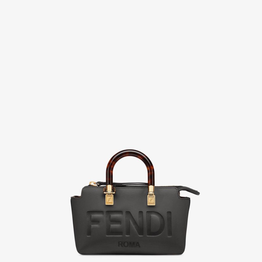 Kids Fendi Accessoires | Kleine Boston Bag Aus Leder In Schwarz