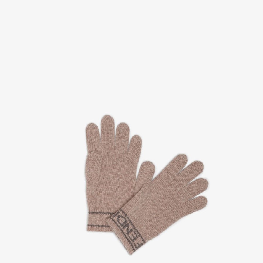 Herren Fendi Mutzen Und Handschuhe | Handschuhe Aus Wolle In Beige