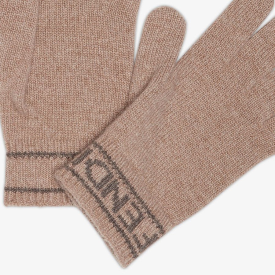 Herren Fendi Mutzen Und Handschuhe | Handschuhe Aus Wolle In Beige