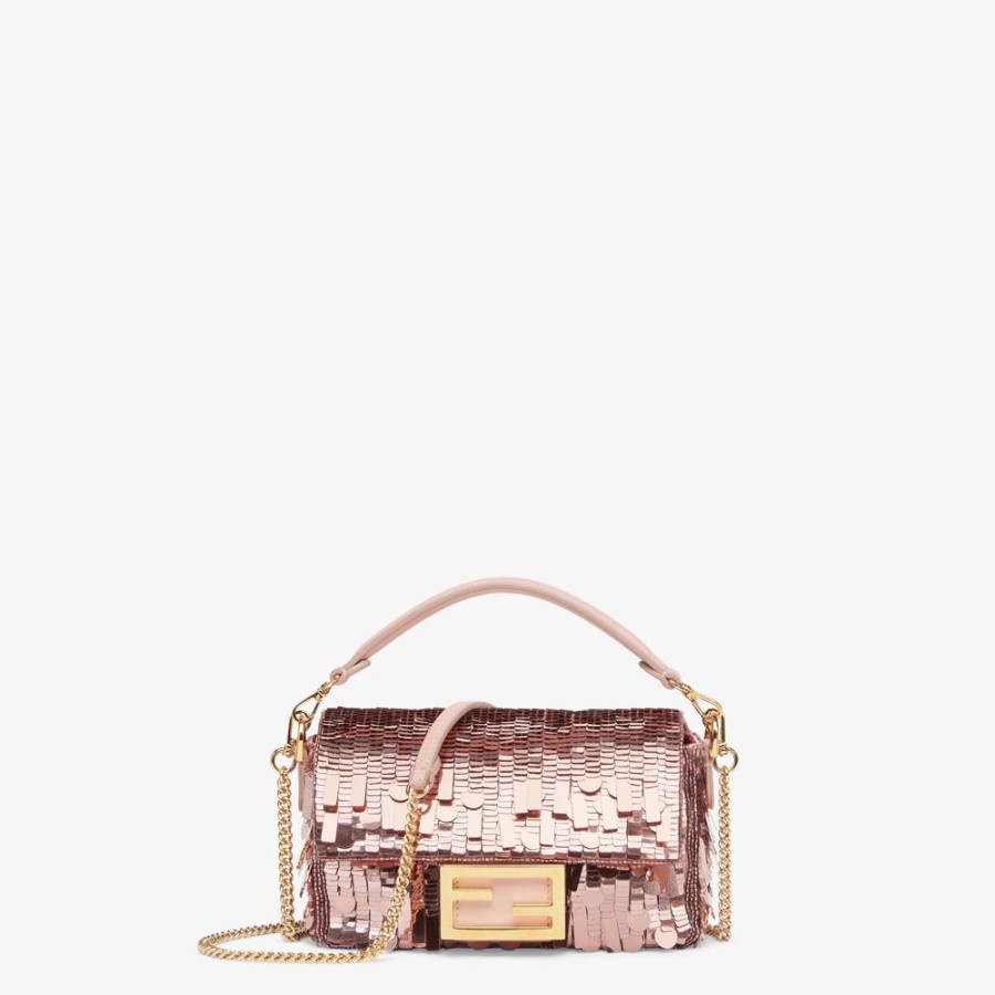 Damen Fendi Mini-Taschen | Tasche Aus Leder Mit Pailletten In Rosa