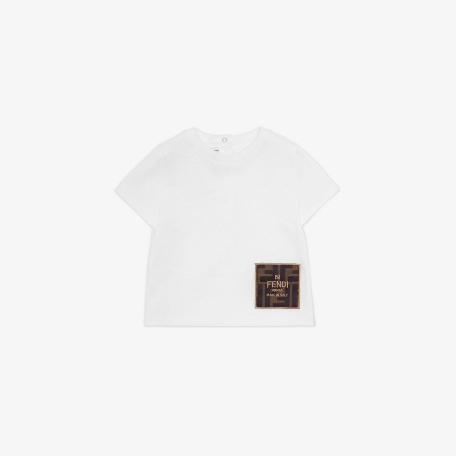 Kids Fendi Baby Madchen | Baby-T-Shirt Aus Jersey Mit Kleiner Tasche