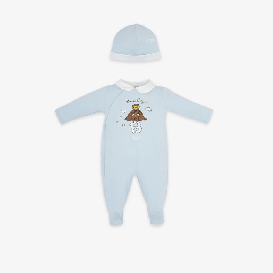 Kids Fendi Baby Madchen | Baby-Set Aus Jersey In Himmelblau