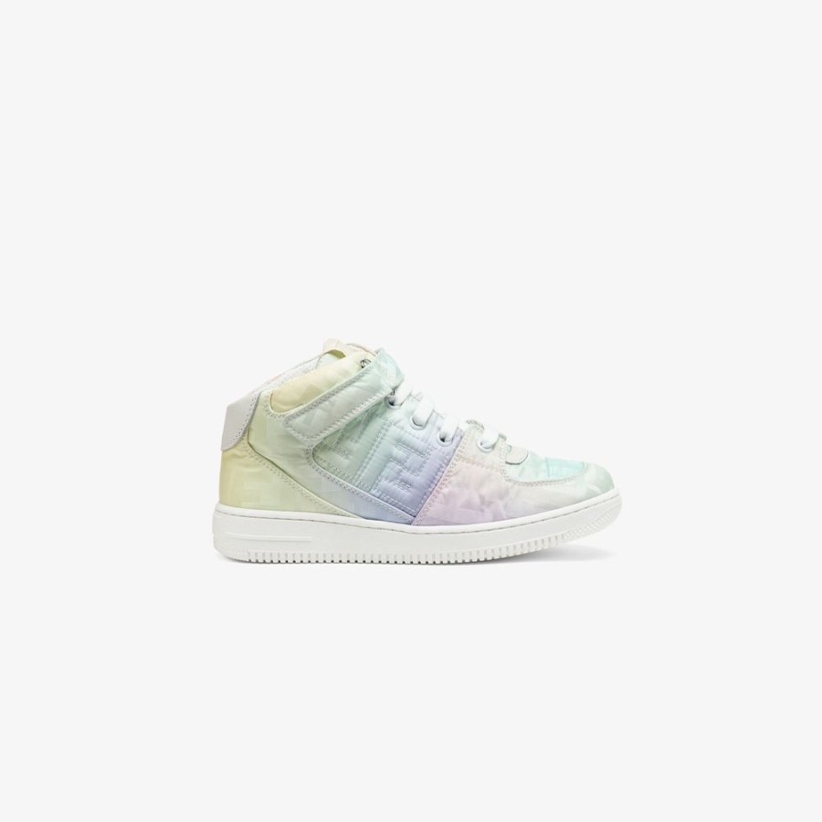 Kids Fendi Schuhe | Mid-Top-Sneaker Aus Ff Nylon In Mehrfarbig