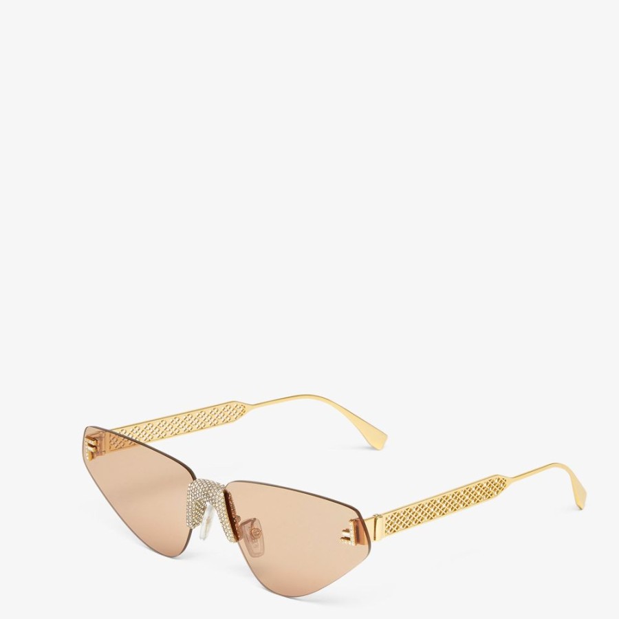 Damen Fendi Sonnenbrillen | Sonnenbrille Aus Metall In Gold-Optik