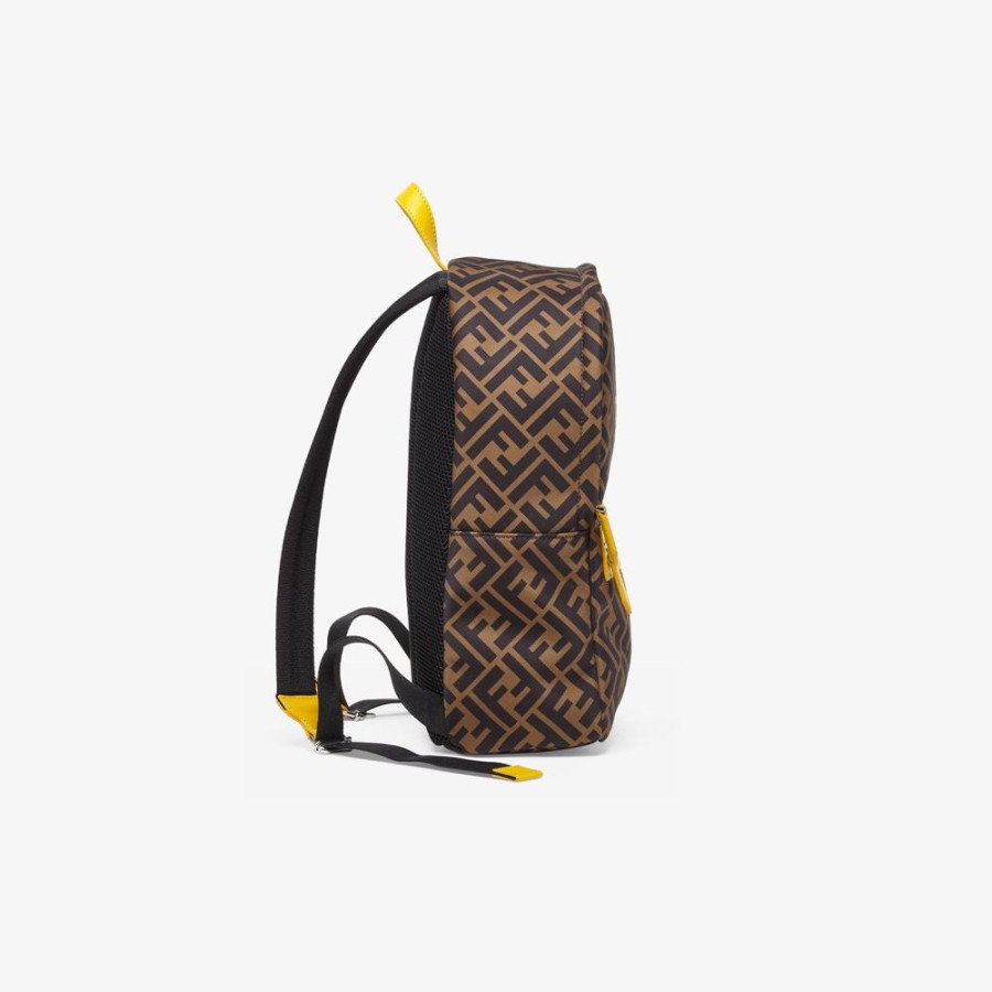 Kids Fendi Accessoires | Rucksack Aus Ff Nylon Mit Fendi Roma Print