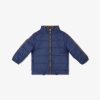 Kids Fendi Ready To Wear | Leichte Marineblaue Wendbare Daunenjacke Mit Logo