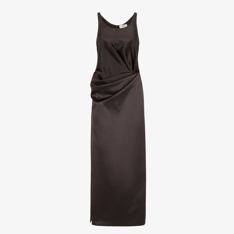 Damen Fendi Kleider Und Jumpsuits | Kleid Aus Duchesse In Braun